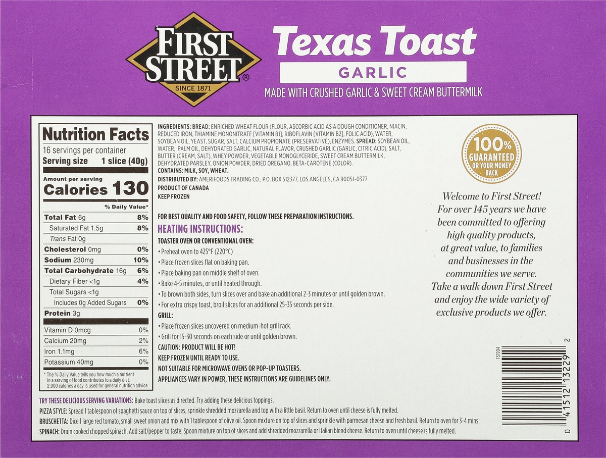 slide 2 of 13, First Street Garlic Toast, 2 ct