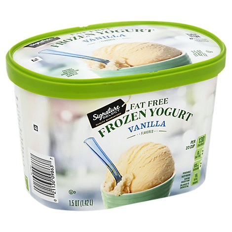 slide 1 of 1, Signature Select Frozen Yogurt Fat Free Vanilla, 1.5 qt