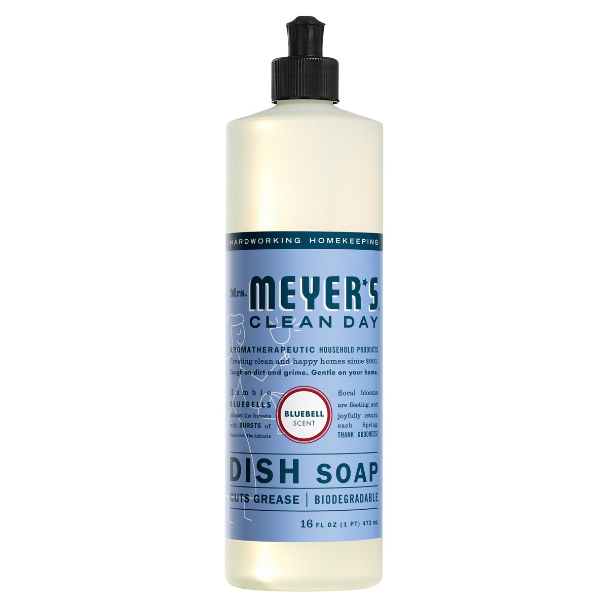 slide 4 of 6, Mrs. Meyer's Clean Day Liquid Dish Soap, Bluebell Scent, 16 Ounce Bottle, 16 fl oz