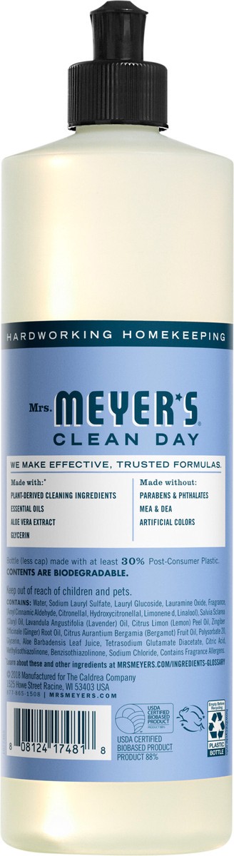 slide 5 of 6, Mrs. Meyer's Clean Day Liquid Dish Soap, Bluebell Scent, 16 Ounce Bottle, 16 fl oz