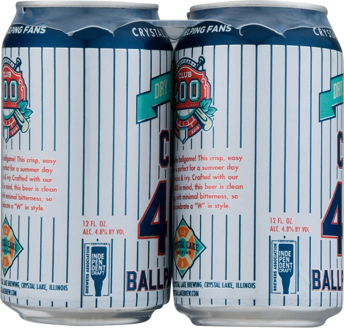 slide 7 of 10, Crystal Lake Brewing, Ball Park Lager, Club 400 6Pk, 1 ct