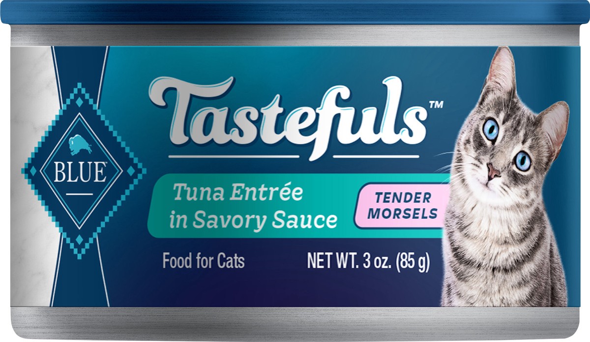 slide 2 of 2, Blue Buffalo Tastefuls Natural Tender Morsels Wet Cat Food, Tuna Entrée 3-oz Can, 3 oz