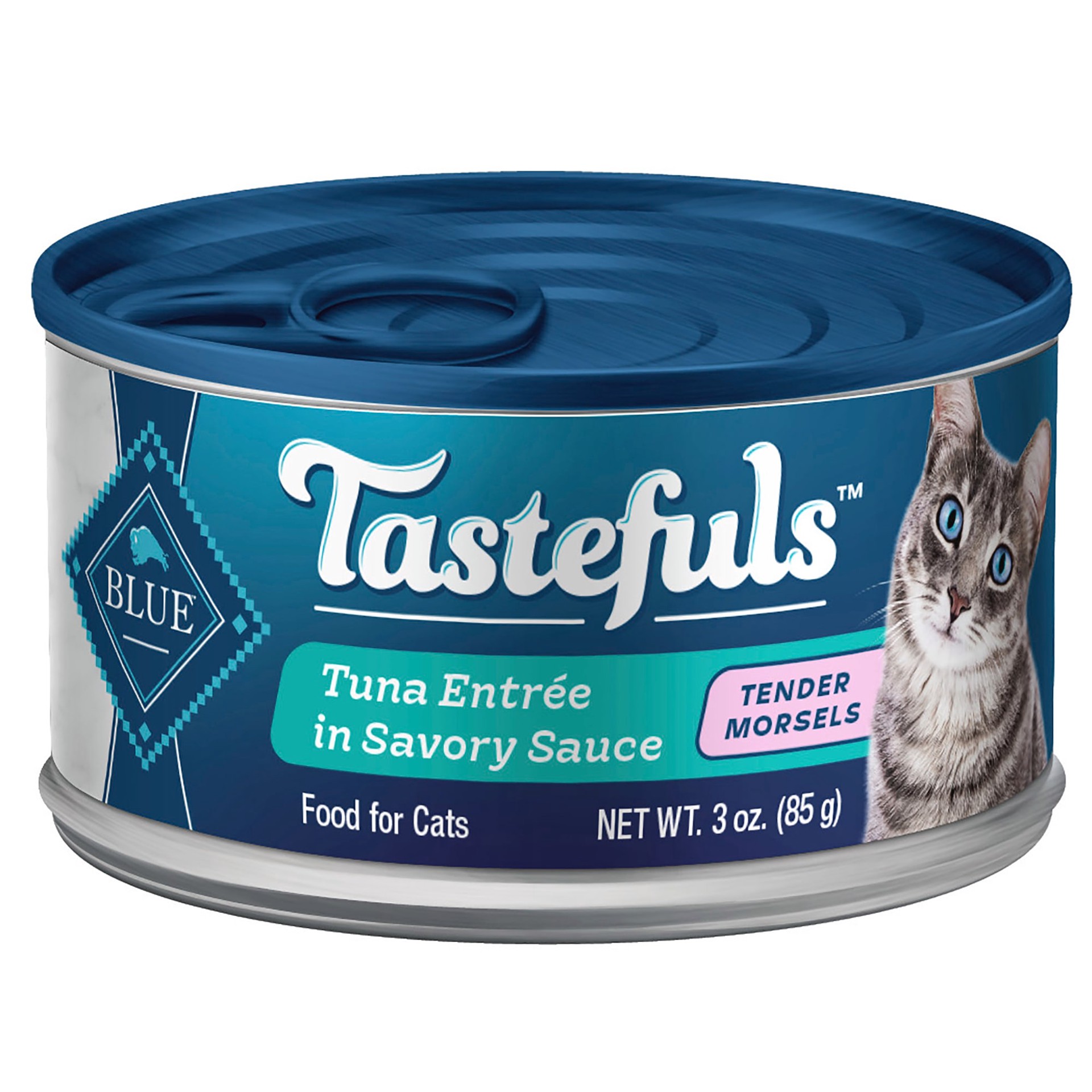 slide 1 of 2, Blue Buffalo Tastefuls Natural Tender Morsels Wet Cat Food, Tuna Entrée 3-oz Can, 3 oz