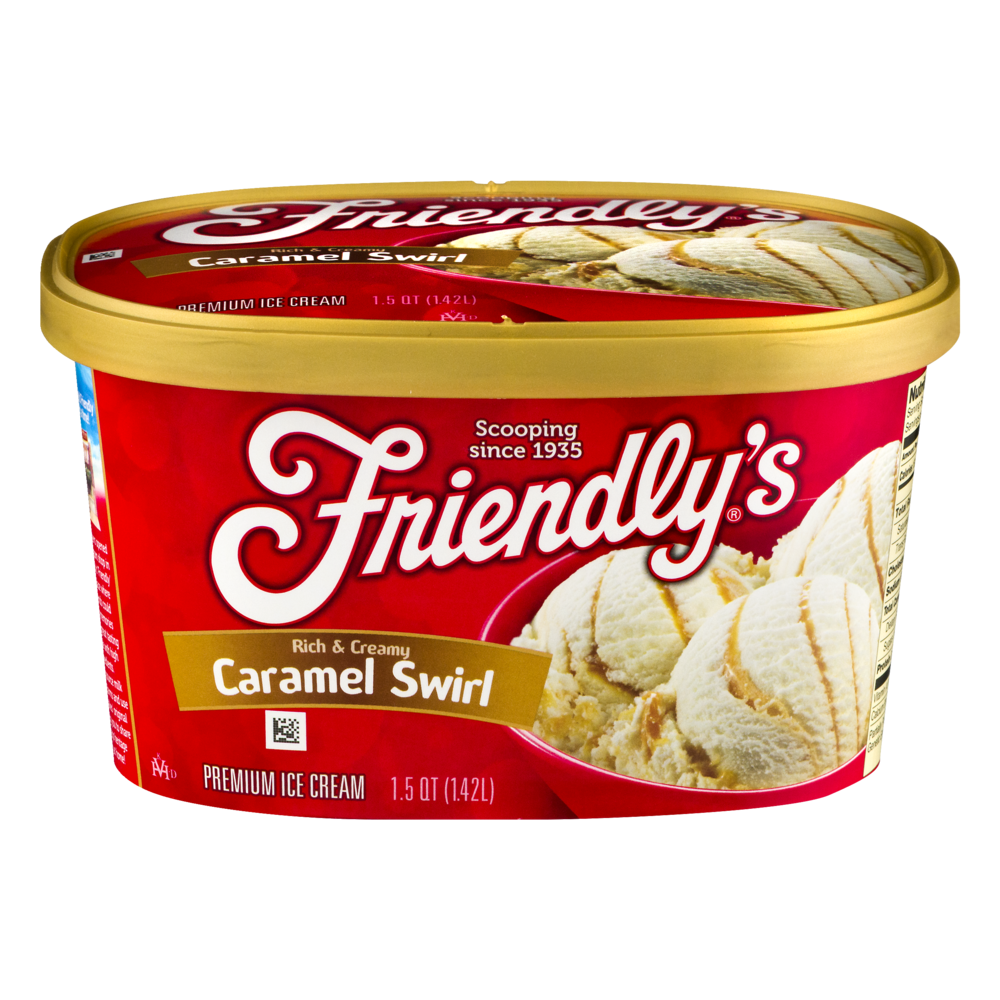 slide 1 of 1, Friendly's Caramel Swirl Premium Ice Cream, 1.5 qt
