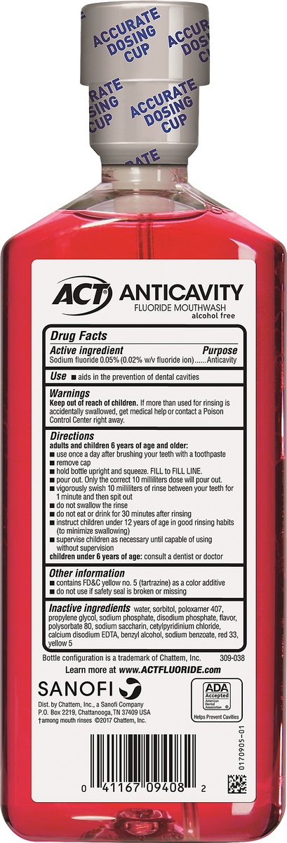 slide 4 of 4, ACT Anticavity Fluoride Cinnamon Mouth Rinse, 18 fl oz