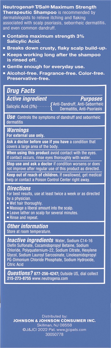 slide 11 of 14, Neutrogena T/Sal Therapeutic Scalp Shampoo for Scalp Build-Up Control with 3% Salicylic Acid, Scalp Treatment for Dandruff, Scalp Psoriasis & Seborrheic Dermatitis Relief, 4.5 fl. oz, 4.50 fl oz