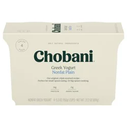 Chobani Non-Fat Plain Greek Yogurt 5.3oz 4ct
