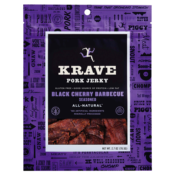 slide 1 of 1, Krave Pork Jerky, Black Cherry Barbecue, 2.7 oz