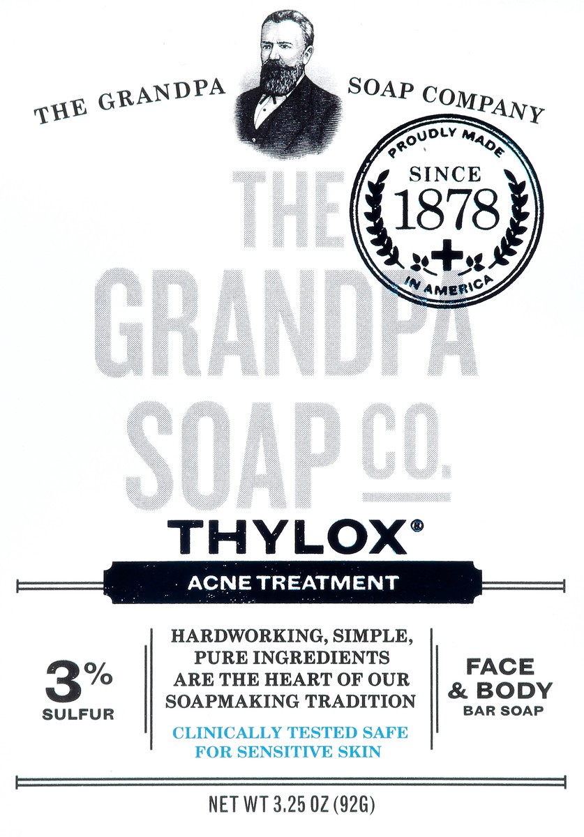 slide 6 of 9, The Grandpa Soap Co. Thylox Acne Treatment Face & Body Bar Soap 3.25 oz, 3.25 oz