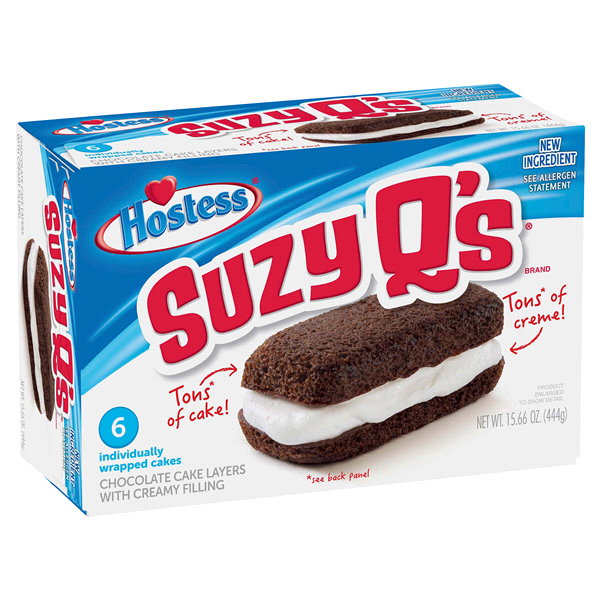 slide 1 of 1, Hostess Suzy Q's Chocolate Cake Layers With Creamy Filling, 15.66 oz