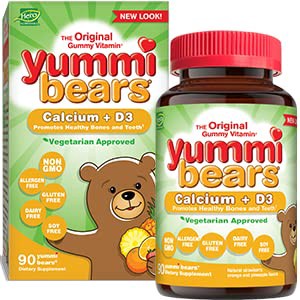 slide 1 of 1, Yummi Bears Vegetarian Calcium + Vitamin D3 Sour Gummy Bears Vitamins, 90 ct