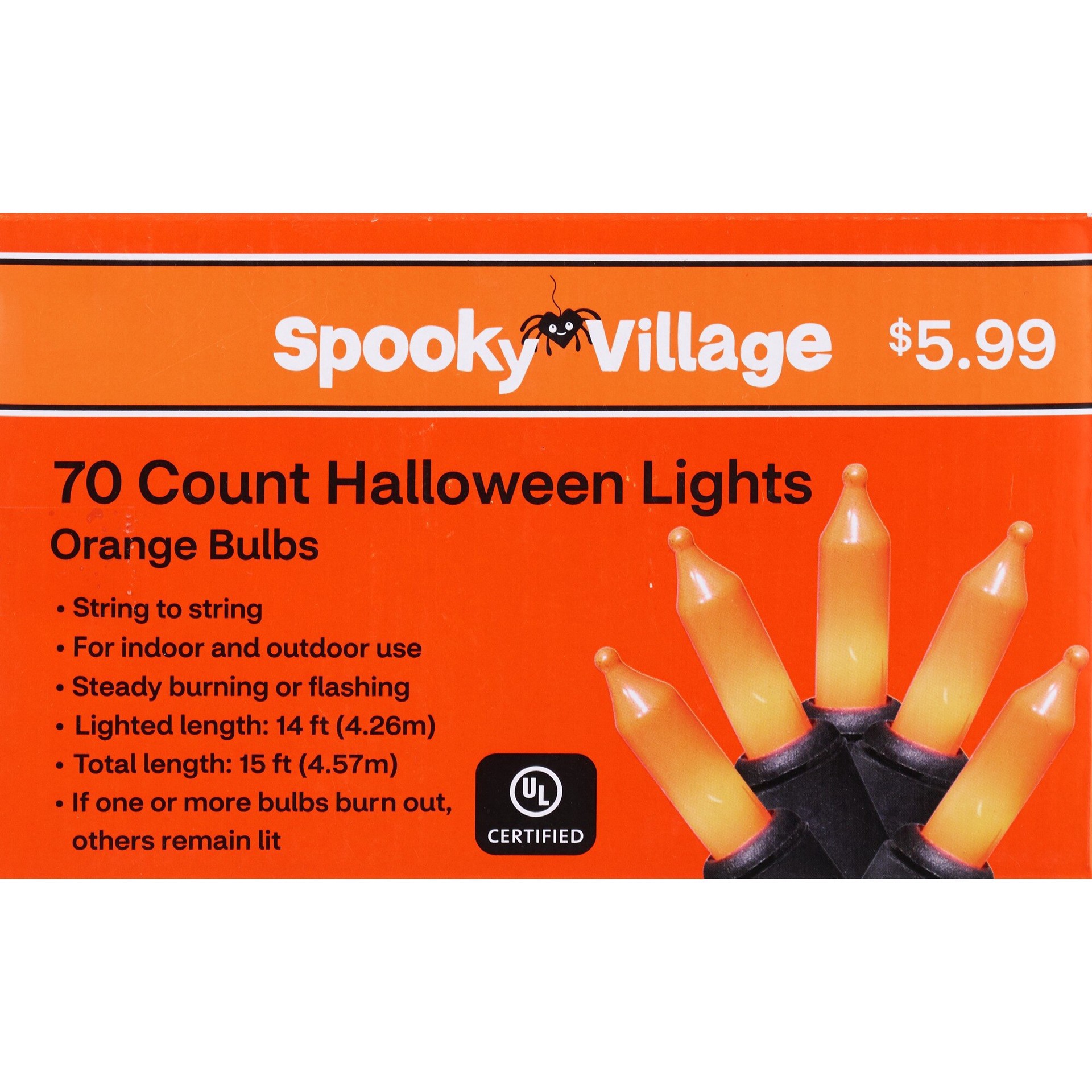 slide 1 of 1, Spooky Village Halloween Lights Set, Orange, 70 Ct, 1 ct