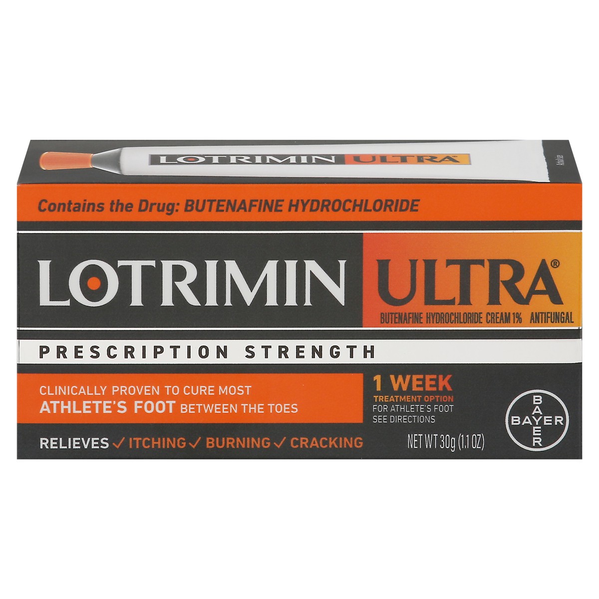 slide 1 of 12, Lotrimin Ultra Prescription Strength Butenafine Hydrochloride Cream 1% Antifungal 1.1 oz, 1.1 oz