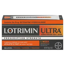 Lotrimin Ultra Prescription Strength Butenafine Hydrochloride Cream 1% Antifungal 1.1 oz
