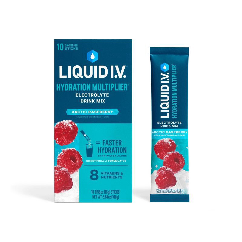 slide 1 of 5, Liquid I.V. Hydration Multiplier Arctic Raspberry Electrolyte Drink Mix 10 - 0.56 oz Sticks, 10 ct