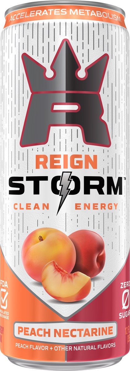 slide 2 of 2, Reign Storm Peach Nectarine Energy Drink - 12 fl oz Cans, 12 fl oz