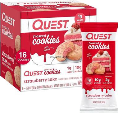 slide 1 of 1, Quest Bake Shop Frosted Strawberry Cake Cookies 8 - 0.88 oz Cookies, 8 ct