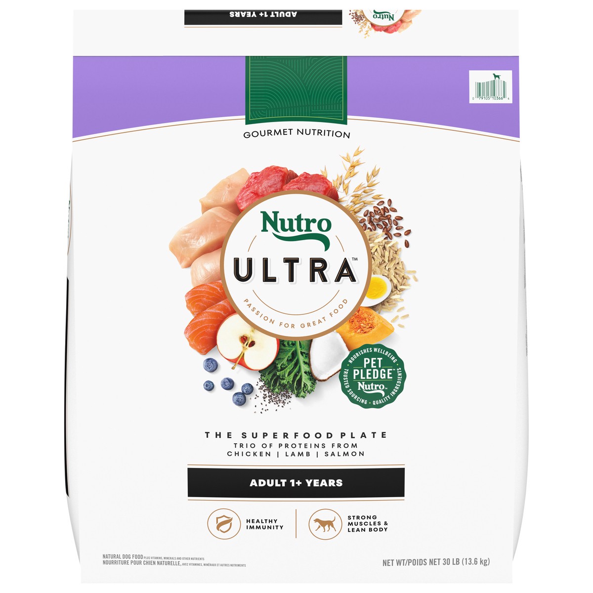 slide 11 of 15, Nutro Ultra Adult Dry Dog Food with a Trio of Proteins from Chicken, Lamb and Salmon, 30 lb. Bag, 30 Lb