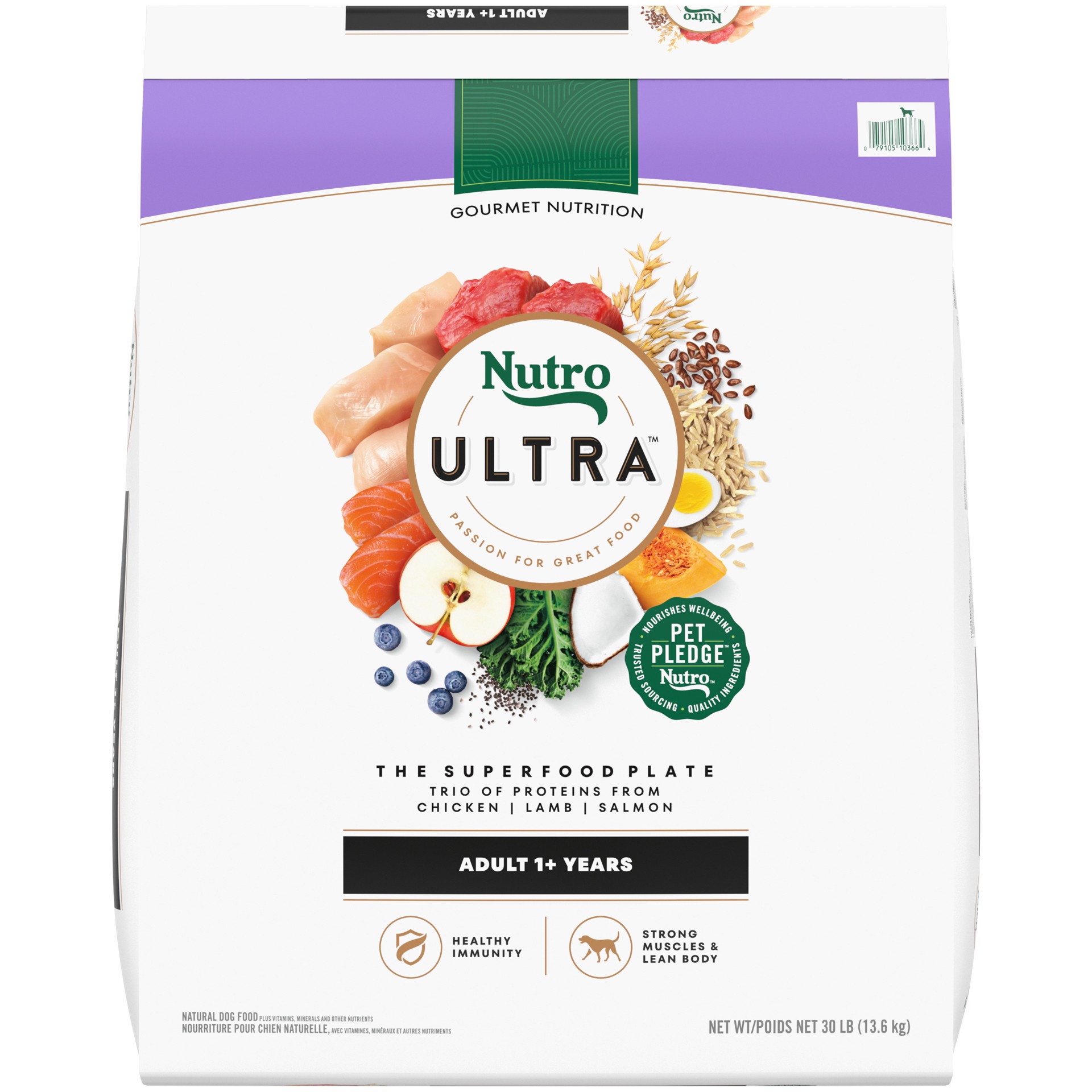 slide 1 of 15, Nutro Ultra Adult Dry Dog Food with a Trio of Proteins from Chicken, Lamb and Salmon, 30 lb. Bag, 30 Lb