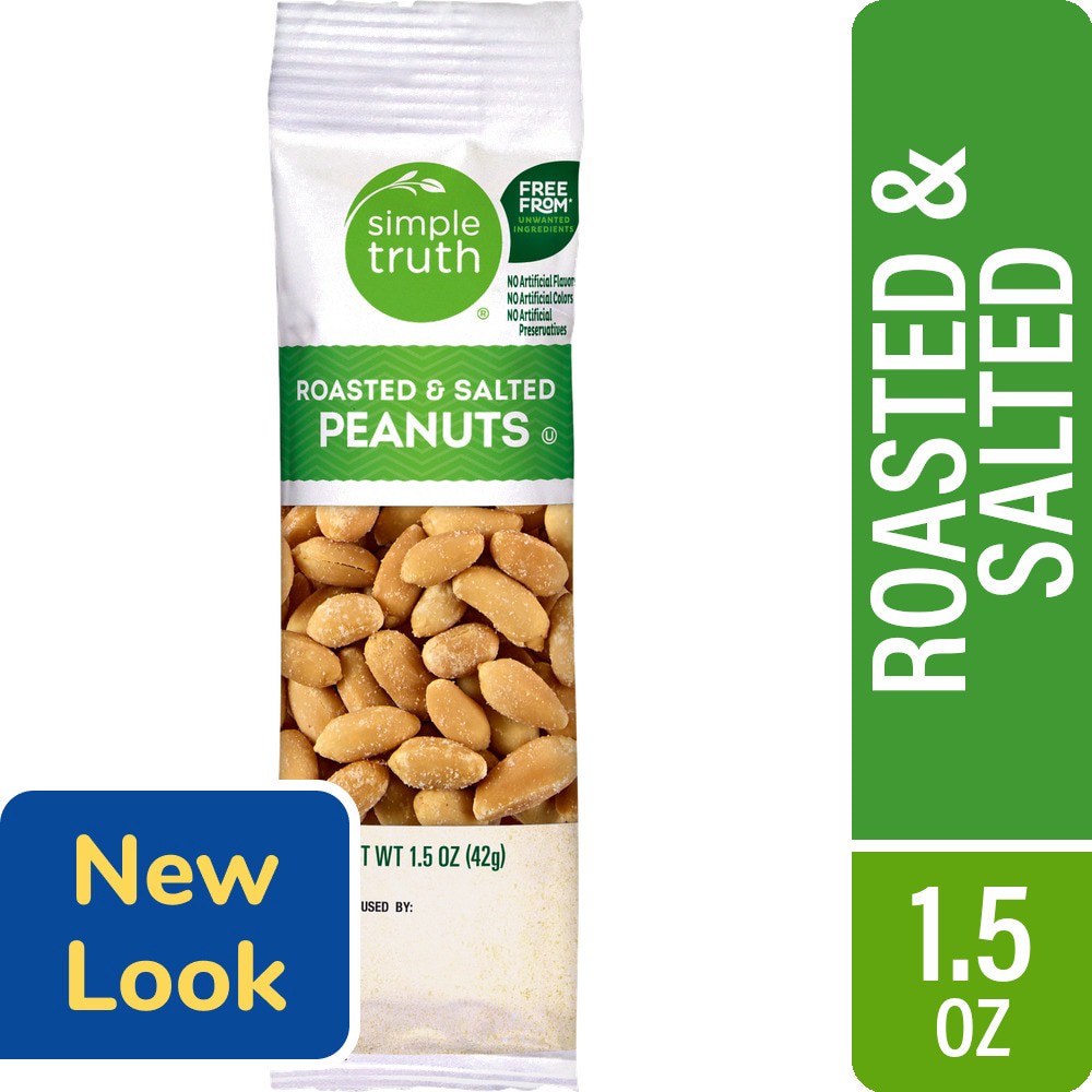 slide 1 of 4, Simple Truth Roasted Peanuts With Sea Salt - 1.5 oz, 1.5 oz