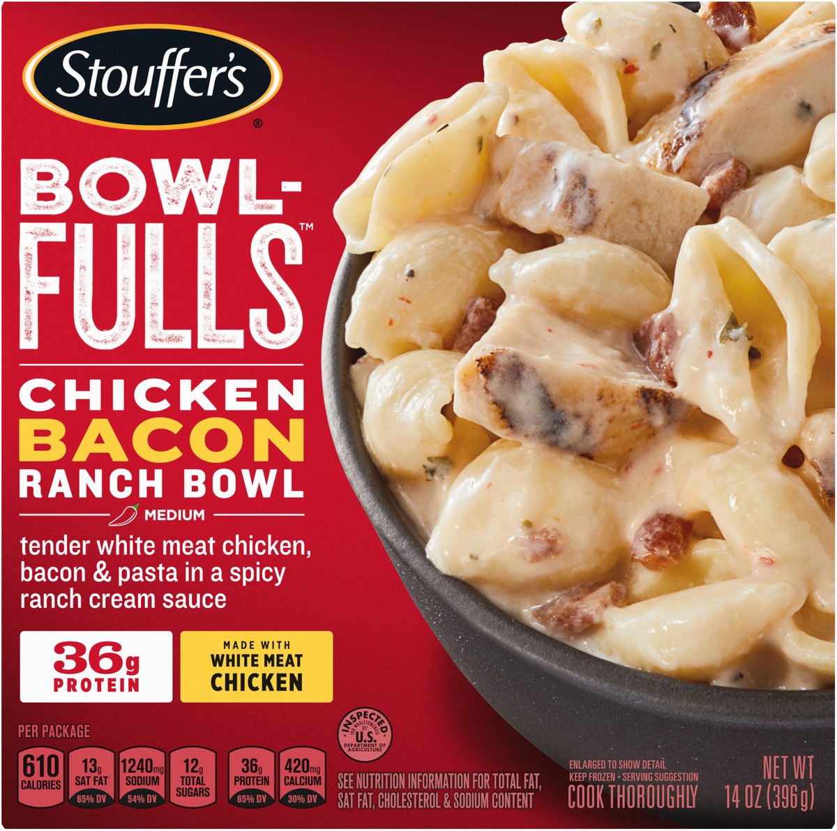 slide 8 of 9, Stouffer's Bowl-Fulls Chicken Bacon Ranch Frozen Meal, 14 oz