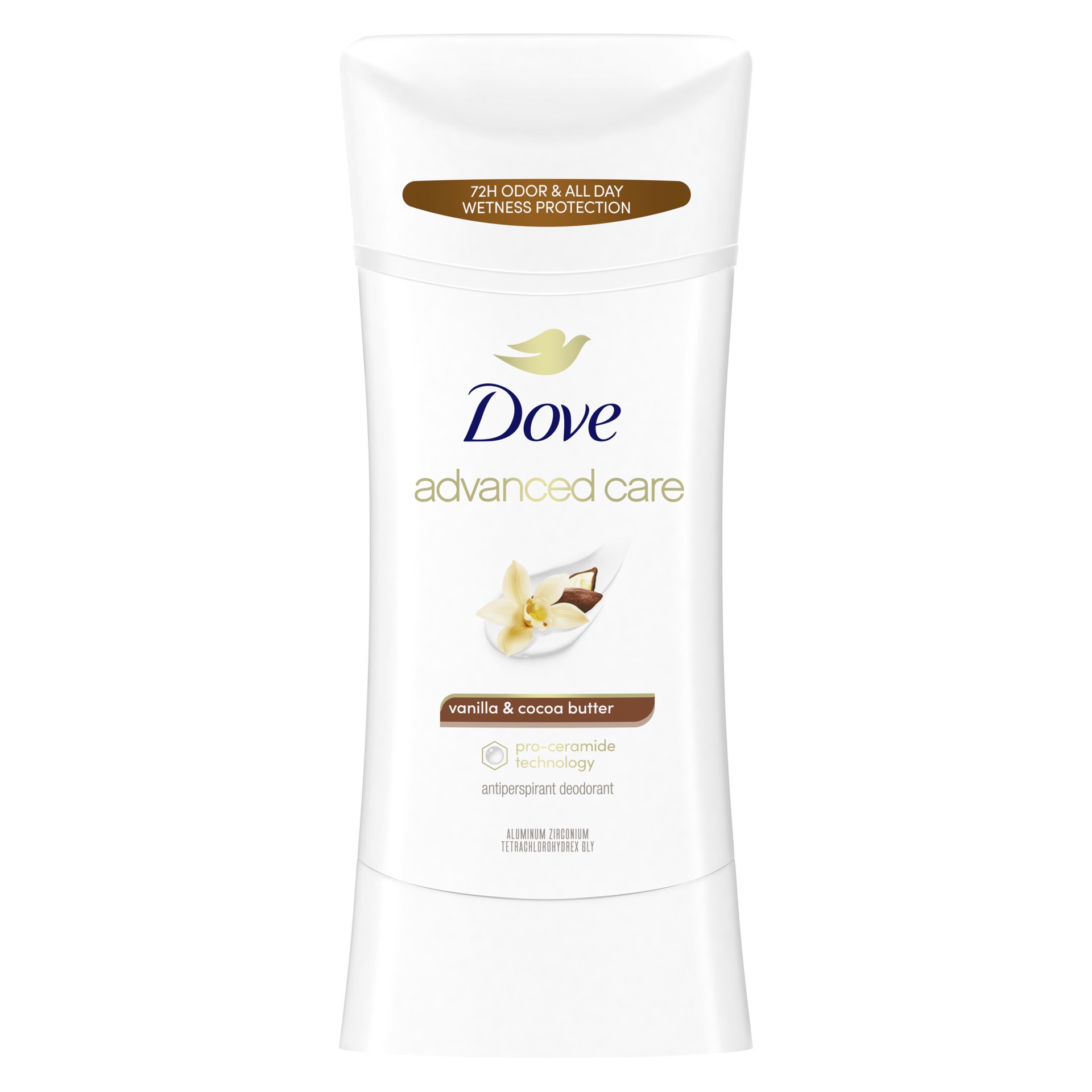 slide 1 of 9, Dove Advanced Care Antiperspirant Deodorant Stick Vanilla & Cocoa Butter, 2.6 oz, 2.6 oz