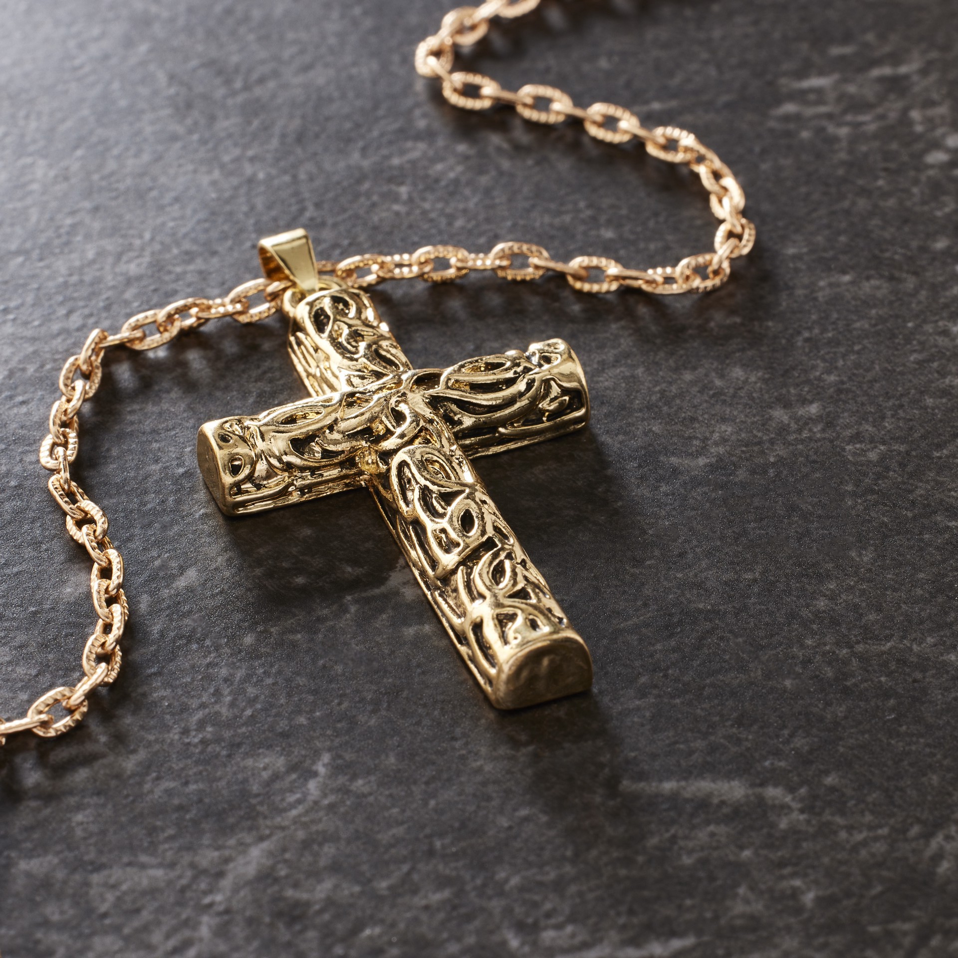 slide 3 of 3, Antique Gold Filigree Cross Pendant By Bead Landing, 33m x 56mm