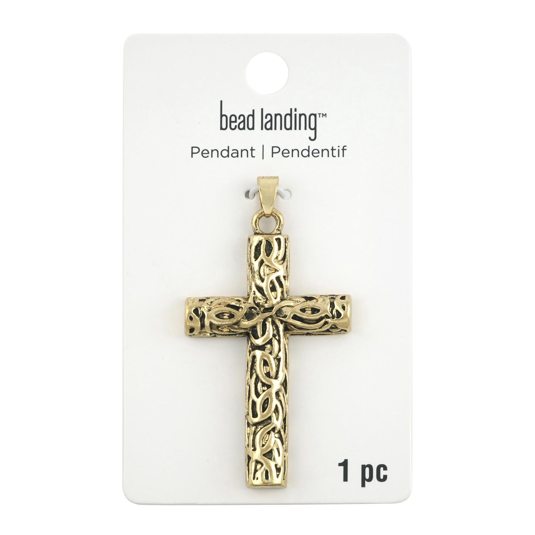 slide 2 of 3, Antique Gold Filigree Cross Pendant By Bead Landing, 33m x 56mm