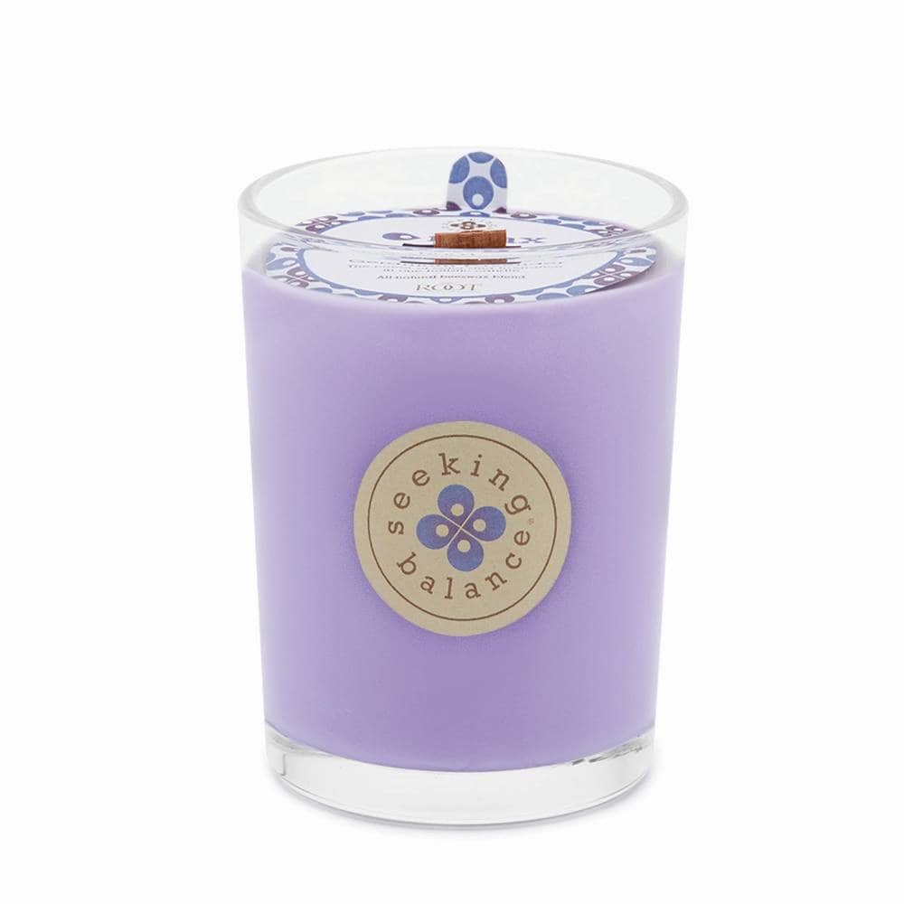 slide 1 of 1, Root Candles Seeking Balance Relax Scented Candle - Purple, 8 oz