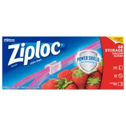 Ziploc Storage Bags, Reusable Gallon Size Slider Bags, Power Shield Technology, 68 Count