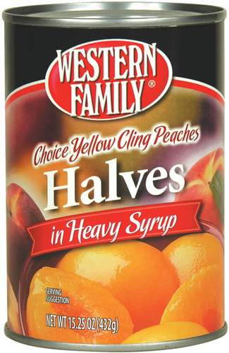 slide 1 of 1, Western Family Peach Halves, 15.25 oz