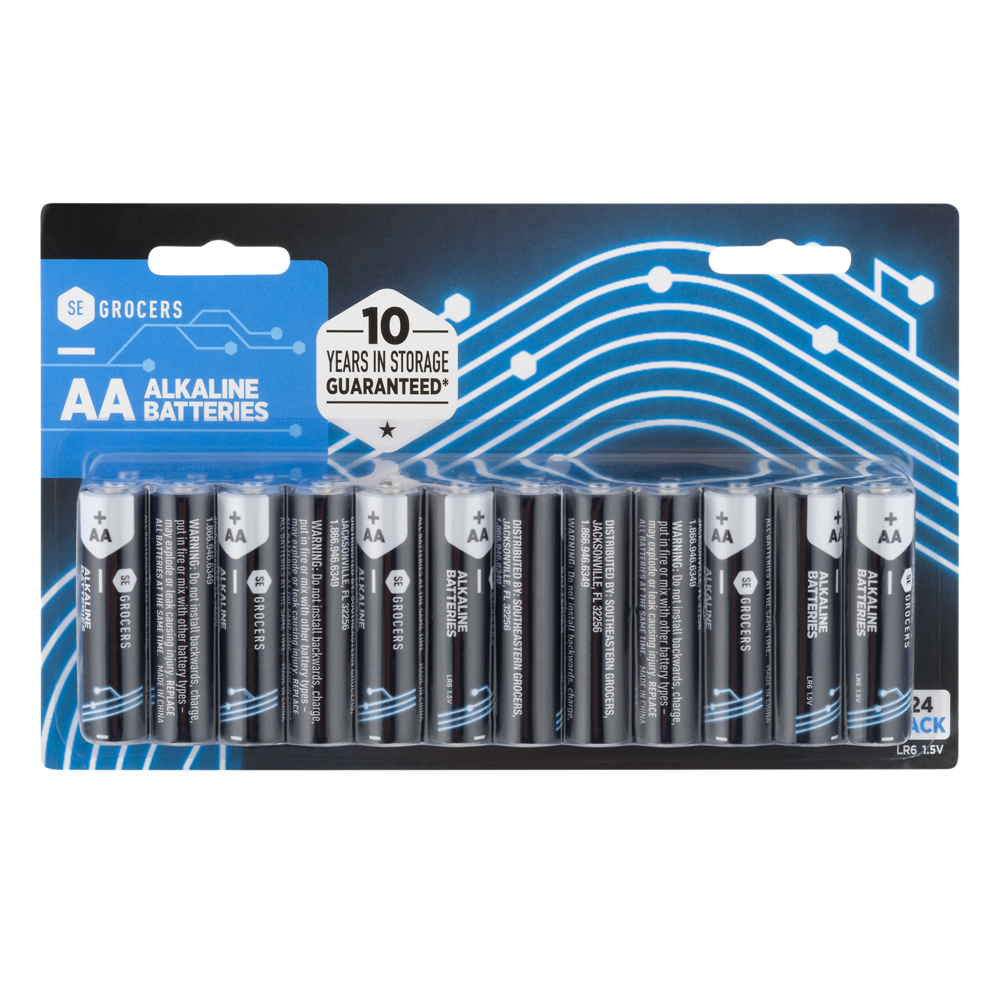 slide 1 of 1, SE Grocers Alkaline Batteries, 24 ct