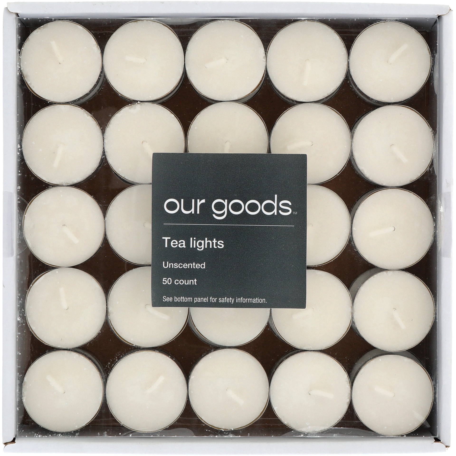 slide 1 of 1, our goods Unscented Tea Lights - White, 50 ct