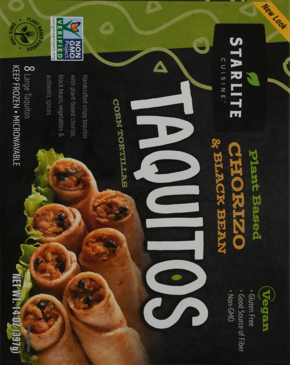 slide 2 of 10, Starlite Cuisine Chorizo & Black Bean Taquitos 8 ea Box, 8 ct