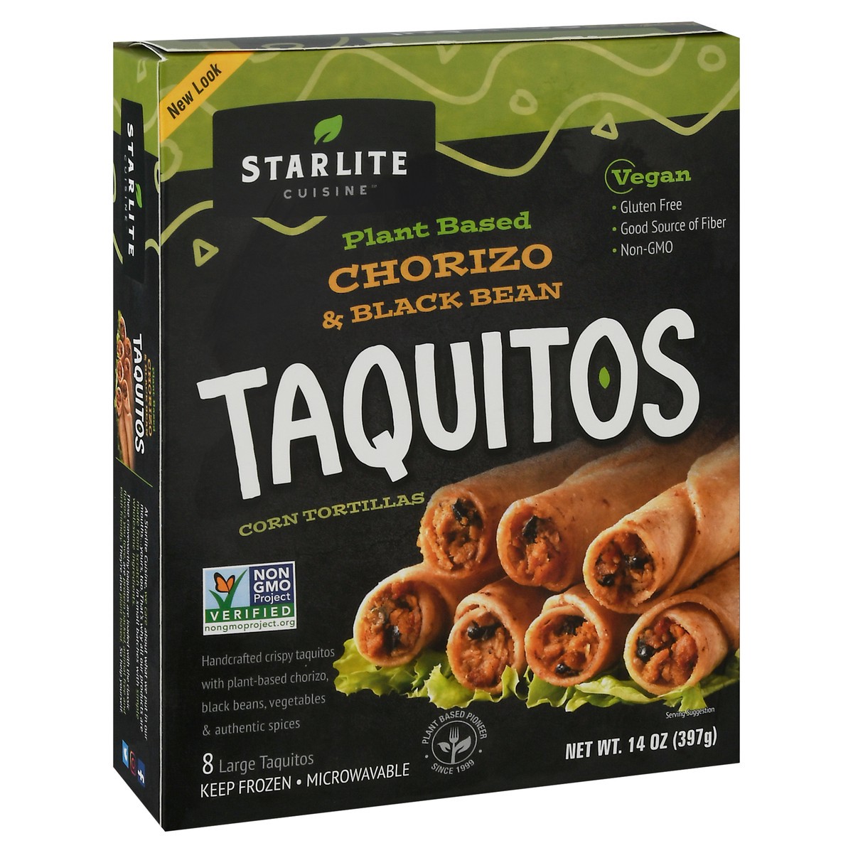 slide 9 of 10, Starlite Cuisine Chorizo & Black Bean Taquitos 8 ea Box, 8 ct