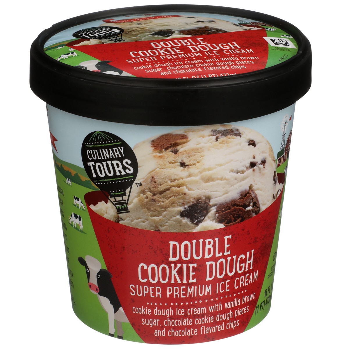 slide 2 of 9, Culinary Tours Double Cookie Dough Super Premium Ice Cream With Vanilla Brown Sugar, Chocolate Cookie Dough Pieces And Chocolate Flavored Chips, 1 pint