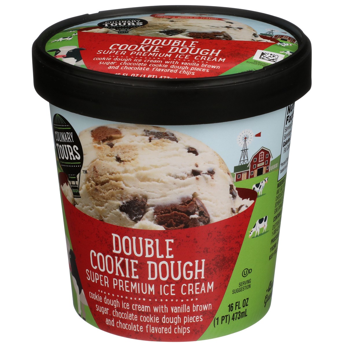 slide 3 of 9, Culinary Tours Double Cookie Dough Super Premium Ice Cream With Vanilla Brown Sugar, Chocolate Cookie Dough Pieces And Chocolate Flavored Chips, 1 pint