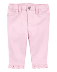 Oshkosh Baby Woven Embroidered Hem Pants - Pink - 24M