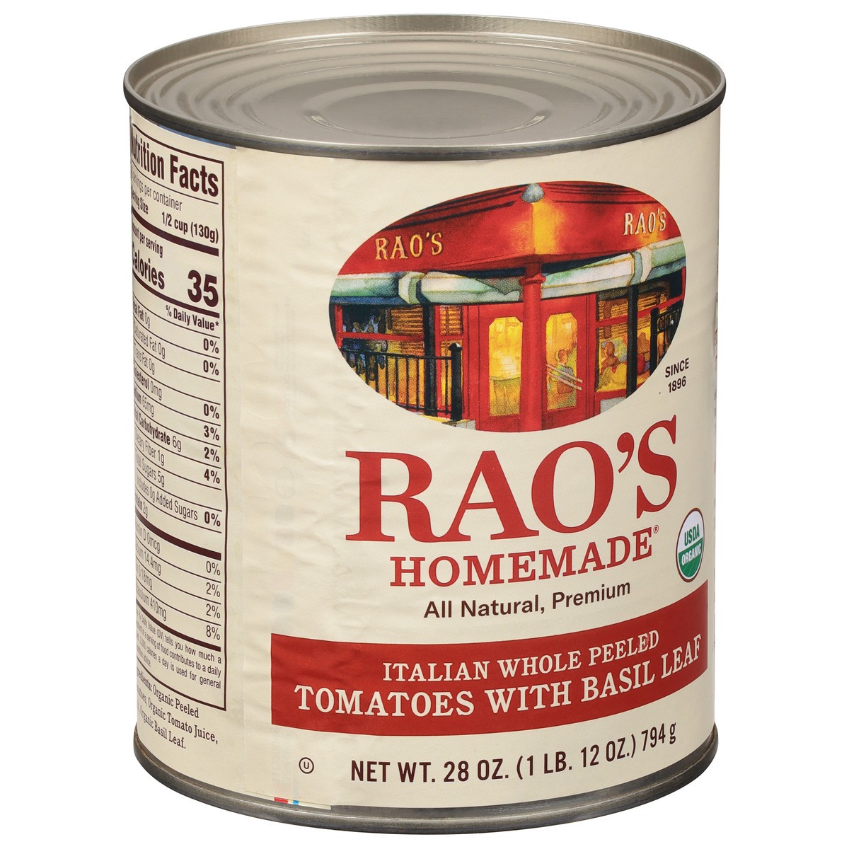 slide 10 of 12, Rao's Homemade Homemade Italian Whole Peeled Tomatoes with Basil Leaf 28 oz, 28 oz