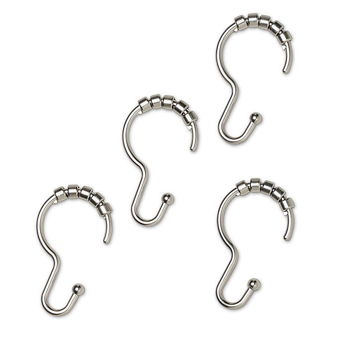 slide 1 of 2, Titan NeverRust Aluminum Roller Shower Curtain Hooks - Nickel, 12 ct