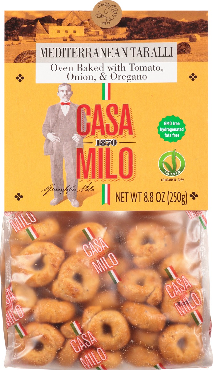 slide 8 of 12, Casa Milo Taralli, Mediterranean, Oven Baked with Tomato, Onion, & Oregano, 8.8 oz