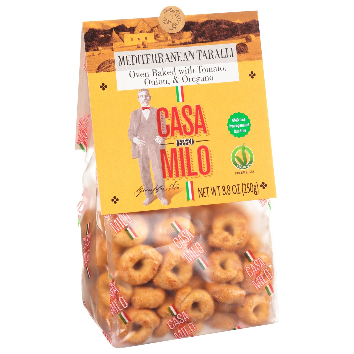 slide 10 of 12, Casa Milo Taralli, Mediterranean, Oven Baked with Tomato, Onion, & Oregano, 8.8 oz