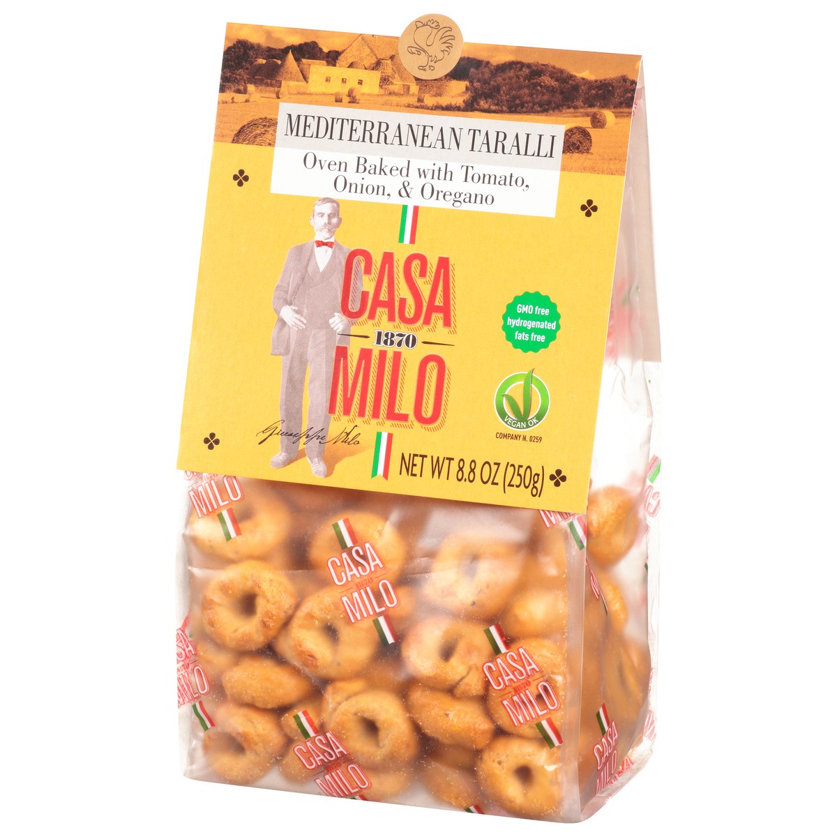 slide 5 of 12, Casa Milo Taralli, Mediterranean, Oven Baked with Tomato, Onion, & Oregano, 8.8 oz