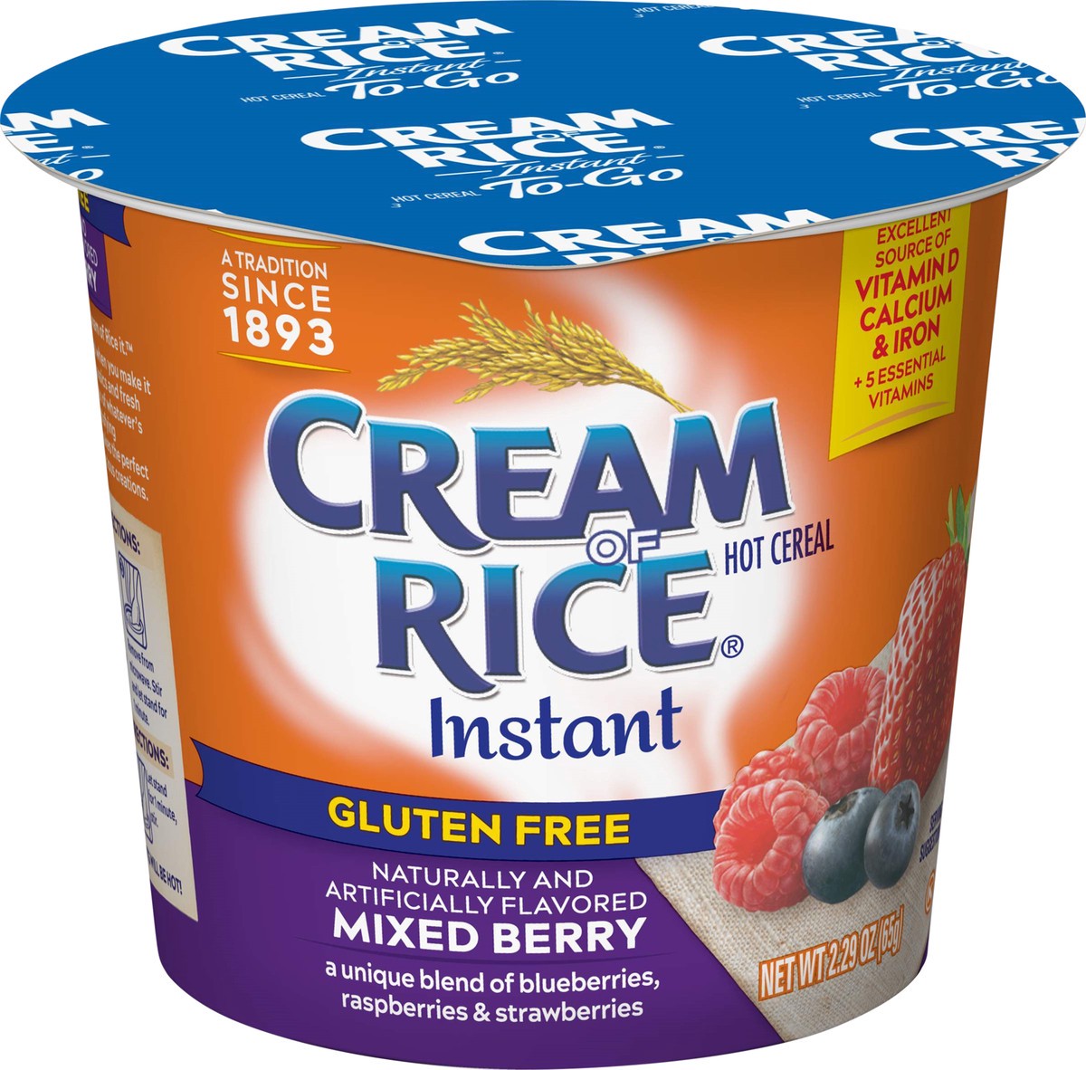 slide 5 of 10, Cream Of Rice Gluten Free Instant To-Go Mixed Berry Hot Cereal 2.29 oz, 2.29 oz