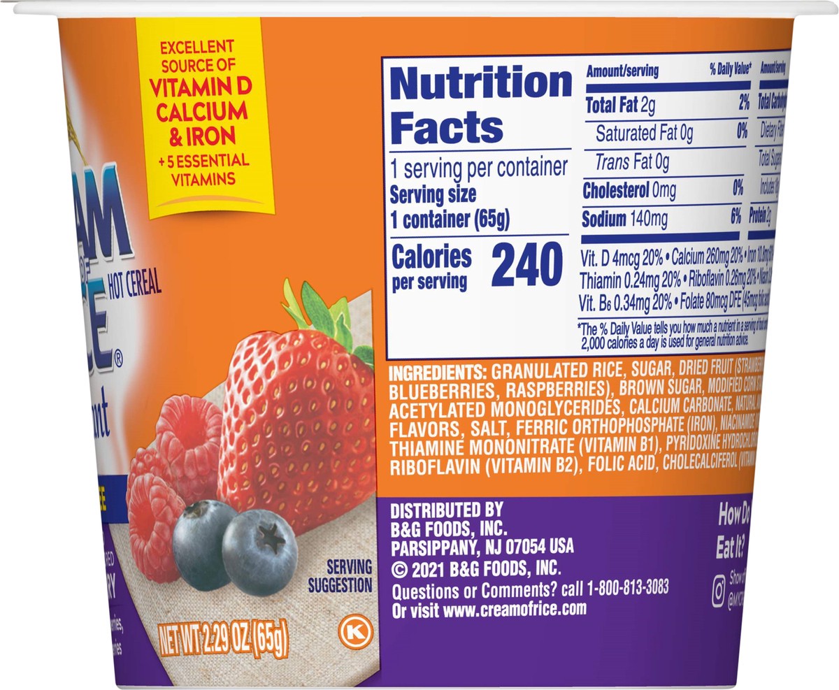 slide 6 of 10, Cream Of Rice Gluten Free Instant To-Go Mixed Berry Hot Cereal 2.29 oz, 2.29 oz