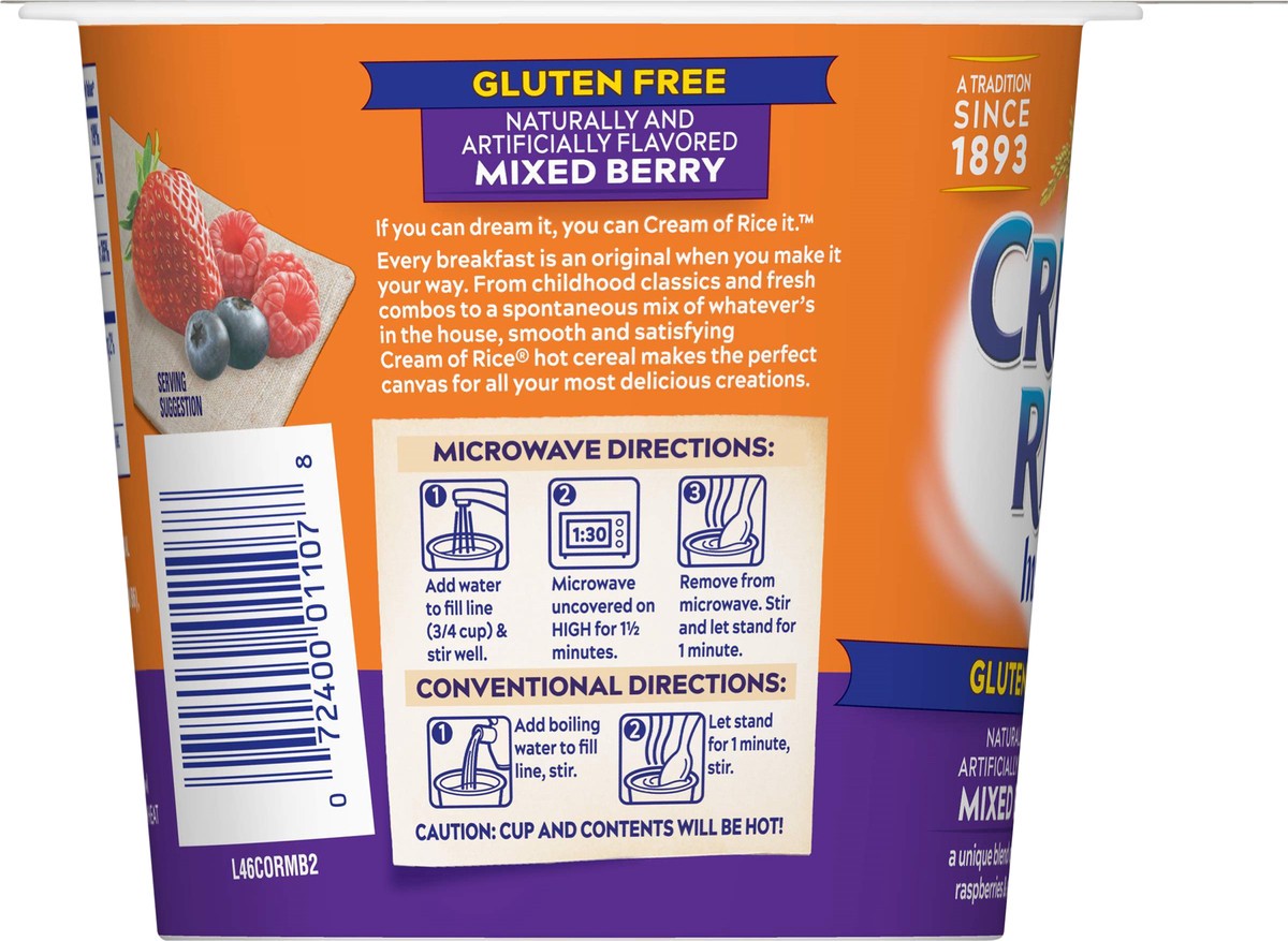 slide 8 of 10, Cream Of Rice Gluten Free Instant To-Go Mixed Berry Hot Cereal 2.29 oz, 2.29 oz