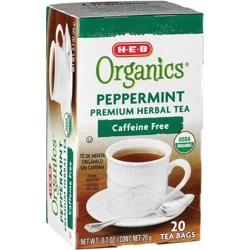H-E-B Organics Caffeine-Free Peppermint Herbal Tea Bags