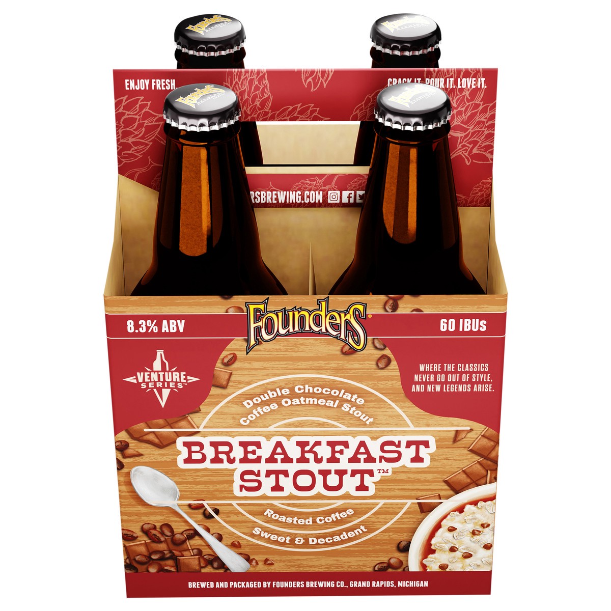 slide 1 of 8, Founders Brewing Co. Breakfast Stout, Oatmeal Stout Beer, 4 ct; 12 oz