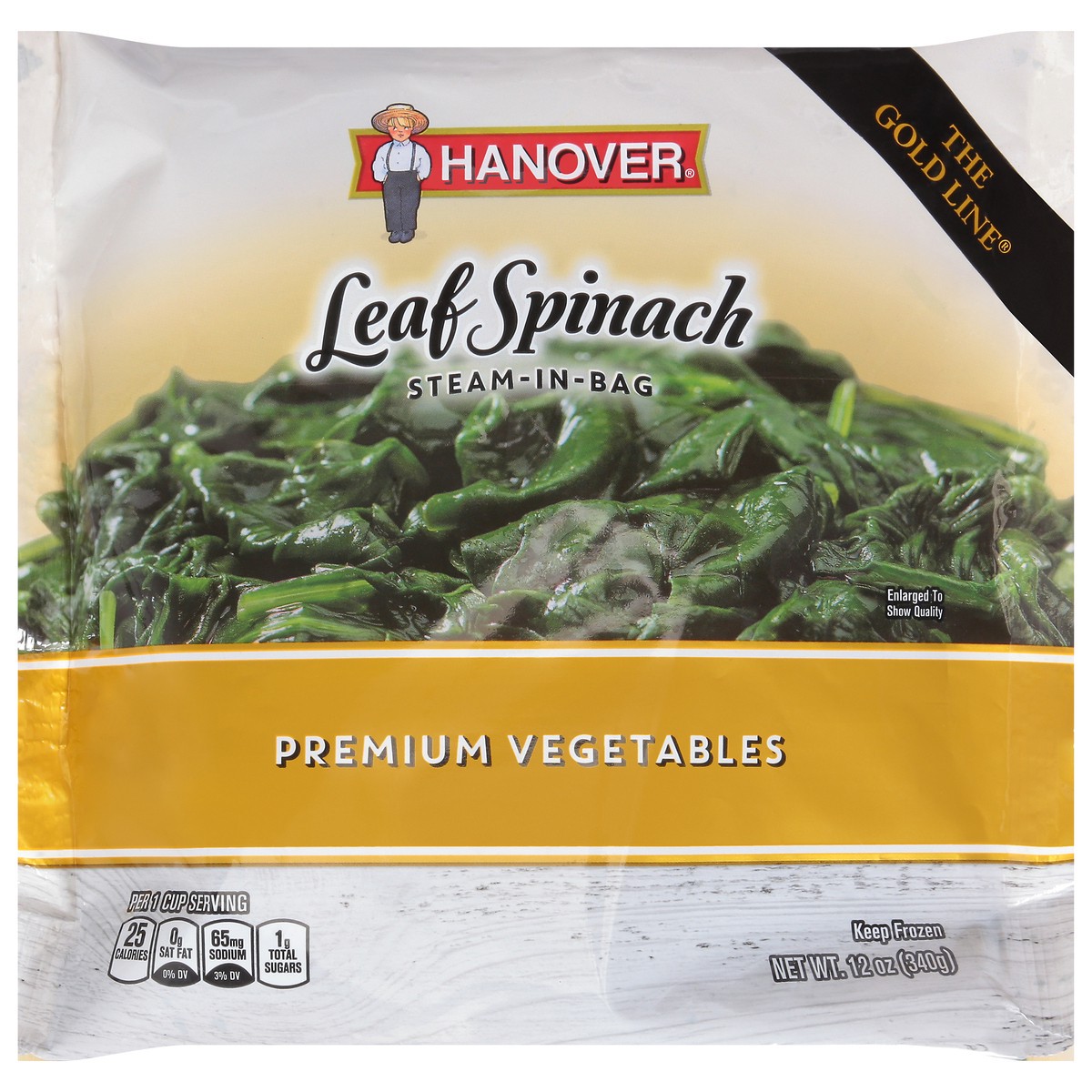 slide 1 of 9, Hanover The Gold Line Steam-in-Bag Premium Vegetables Leaf Spinach 12 oz, 12 oz