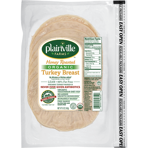 slide 1 of 1, Plainville Farms Honey Turkey Breast, Organic Pre-Sliced, 6 oz